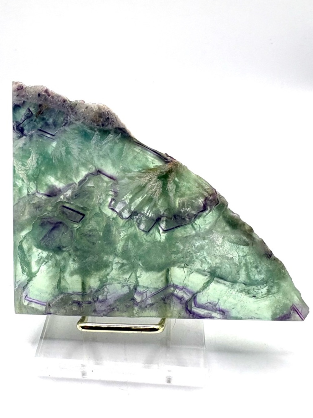 Rainbow Fluorite Crystal Slab- includes metal acrylic display stand